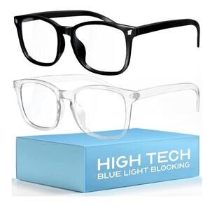 Livho Blue Light Blocking Glasses 2 Pack Black & Clear Anti-UV Computer Eyewear